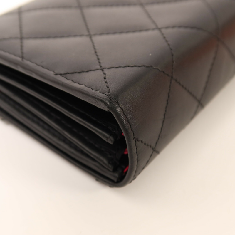 CHANEL 牛皮皮革Cambon Long Wallet銀扣長錢包-14