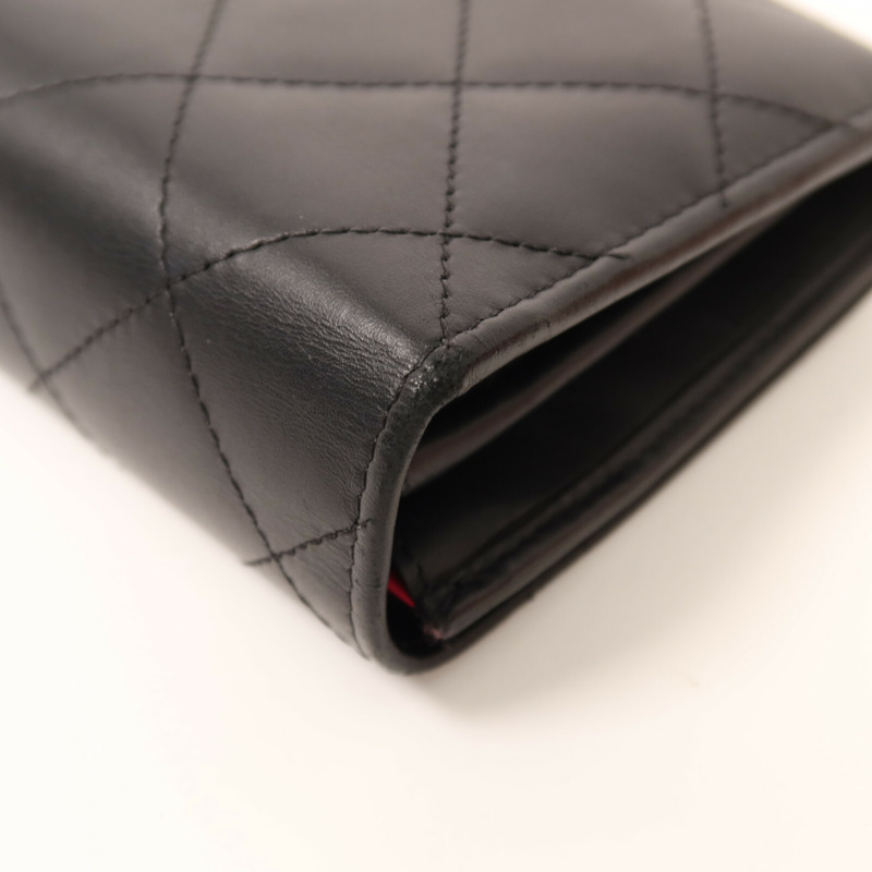 CHANEL 牛皮皮革Cambon Long Wallet銀扣長錢包-15