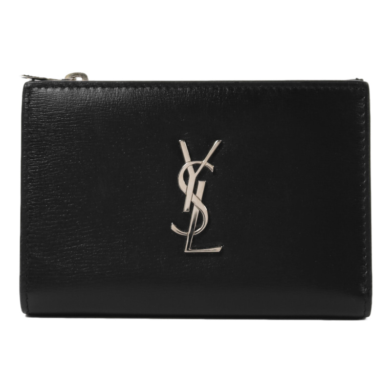 SAINT LAURENT 牛皮皮革Wallet銀扣錢包-0