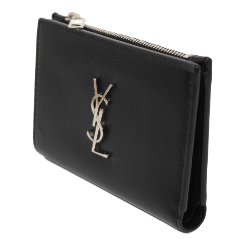 SAINT LAURENT 牛皮皮革Wallet銀扣錢包-2