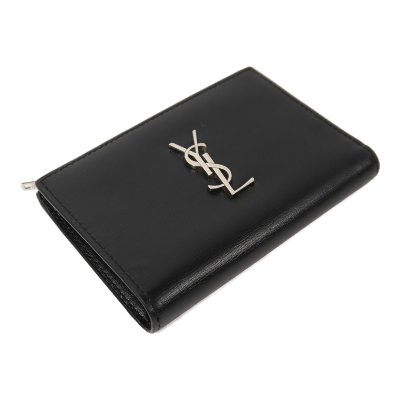 SAINT LAURENT 牛皮皮革Wallet銀扣錢包-3