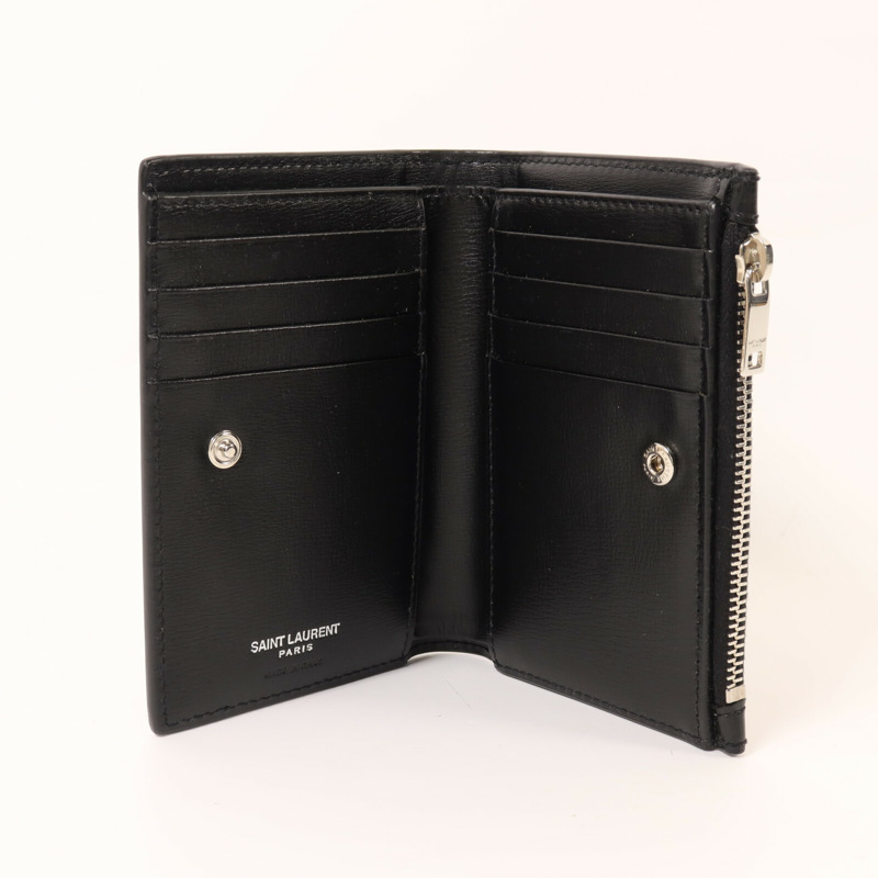 SAINT LAURENT 牛皮皮革Wallet銀扣錢包-5