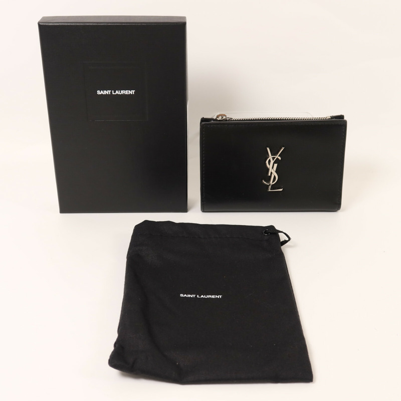 SAINT LAURENT 牛皮皮革Wallet銀扣錢包-9
