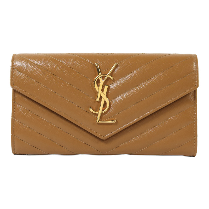 SAINT LAURENT 牛皮皮革Large Flap Wallet金扣長錢包-0