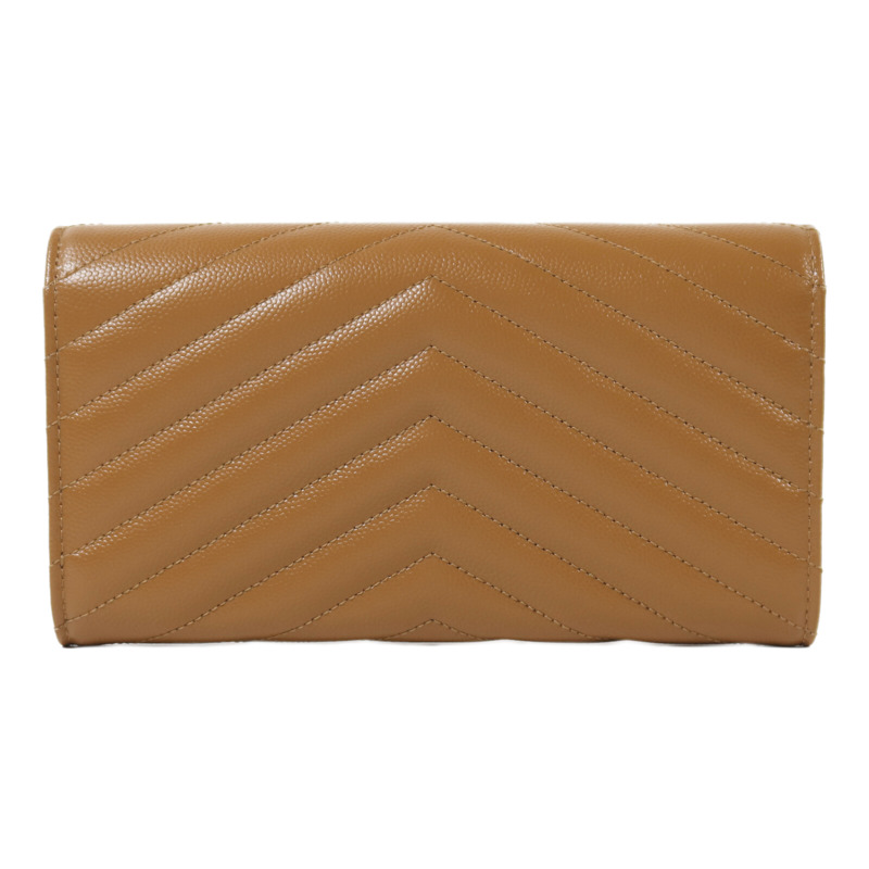 SAINT LAURENT 牛皮皮革Large Flap Wallet金扣長錢包-1