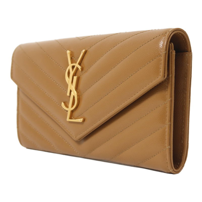 SAINT LAURENT 牛皮皮革Large Flap Wallet金扣長錢包-2