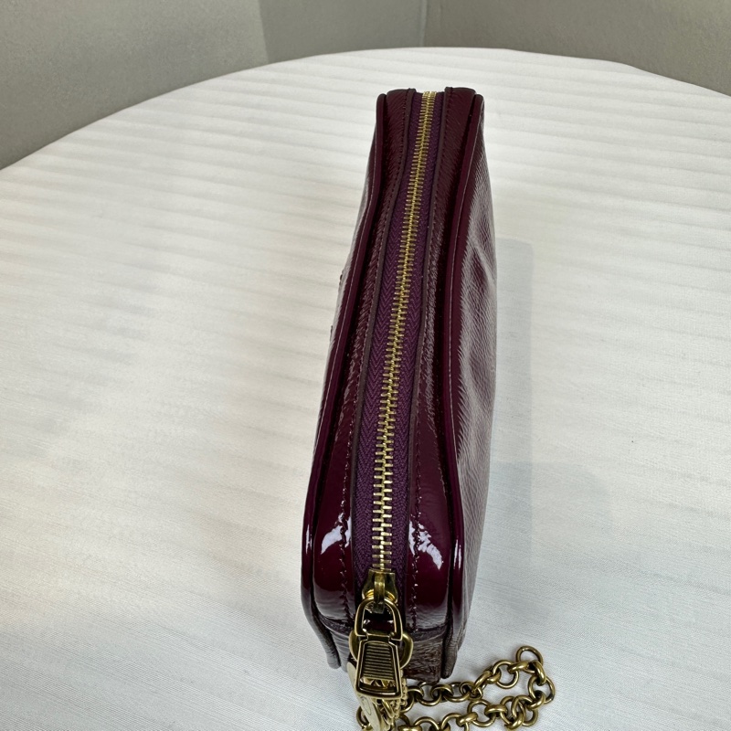 聖羅蘭/YSL Cassandra 紫紅色漆皮皮革金色手拿包 20x4x10cm-2