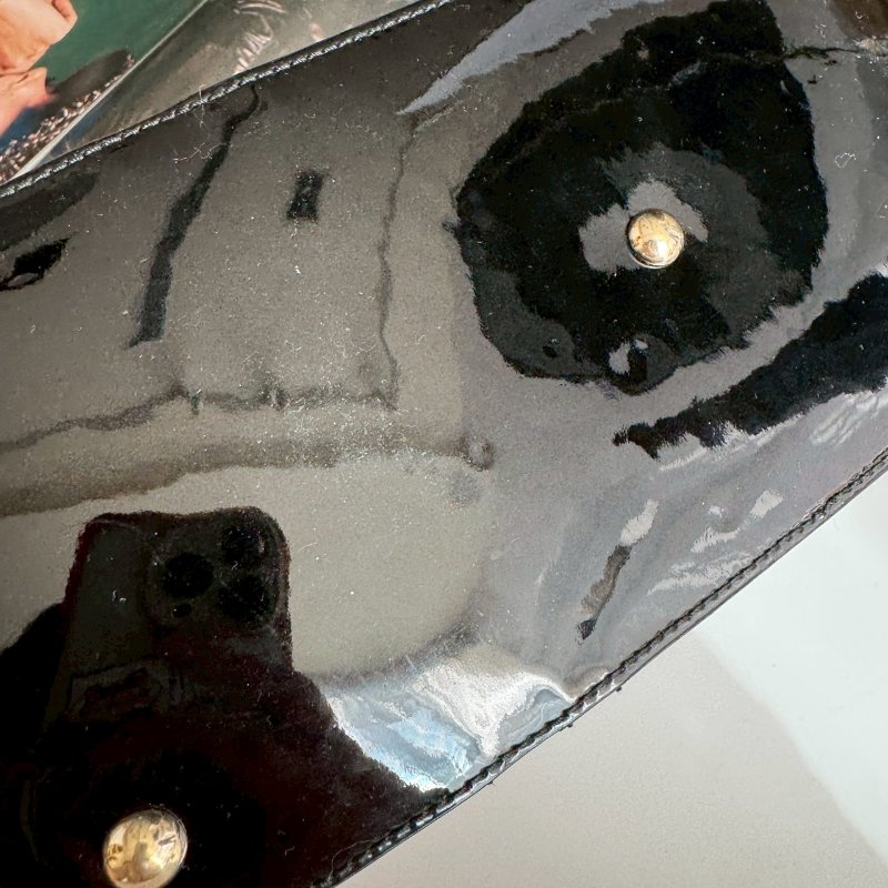 🎉全黑質感低調 GUCCI 黑色漆皮ALMA手提肩背斜背包-20