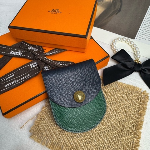 Hermès 藍綠迷你零錢包 vintage 二手 中古