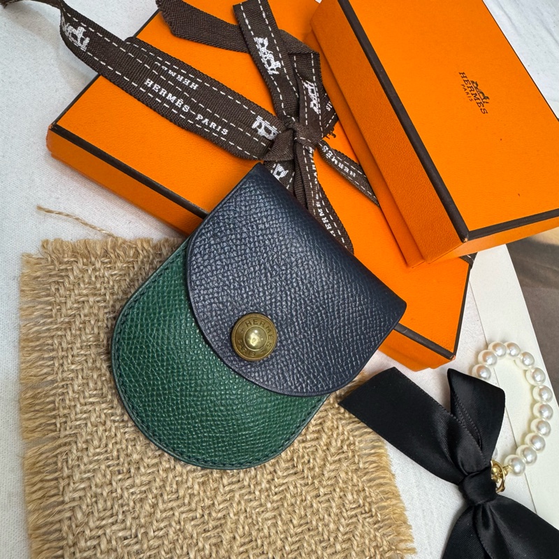 Hermès 藍綠迷你零錢包 vintage 二手 中古-1