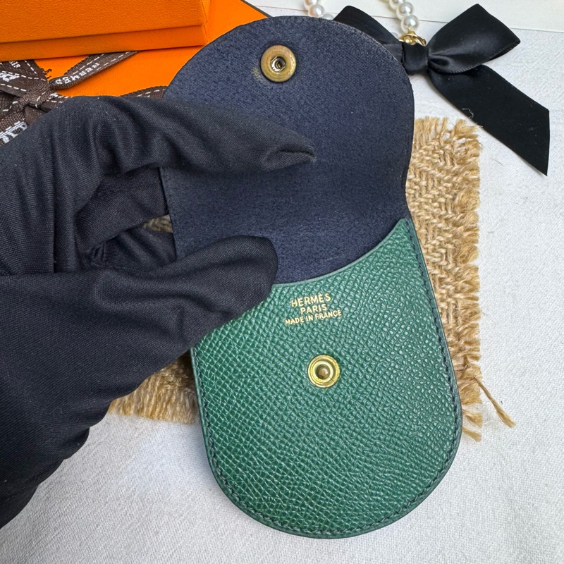 Hermès 藍綠迷你零錢包 vintage 二手 中古-3