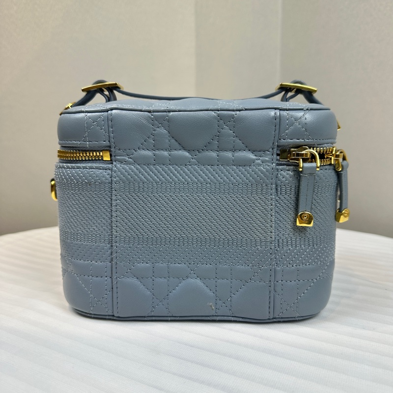 迪奧/Dior Travel Vanity 霧霾藍羊皮盒子包手提斜背19x10x14cm-1