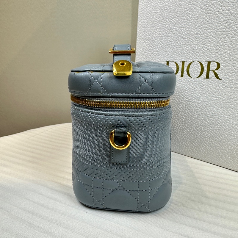 迪奧/Dior Travel Vanity 霧霾藍羊皮盒子包手提斜背19x10x14cm-5