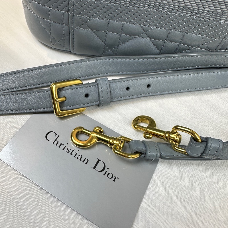 迪奧/Dior Travel Vanity 霧霾藍羊皮盒子包手提斜背19x10x14cm-6