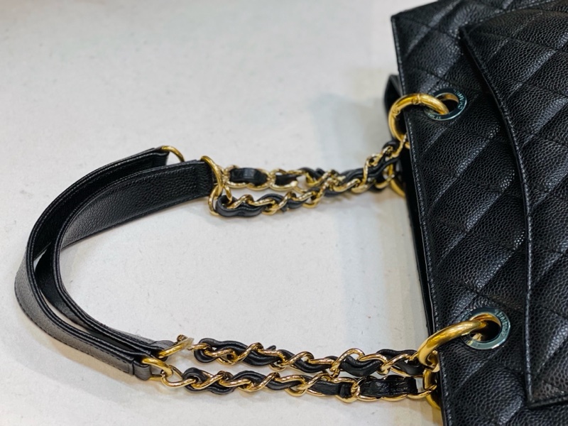 Chanel  香奈兒黑金荔枝皮GST托特包 18開 黑金配色+荔枝紋牛皮-5