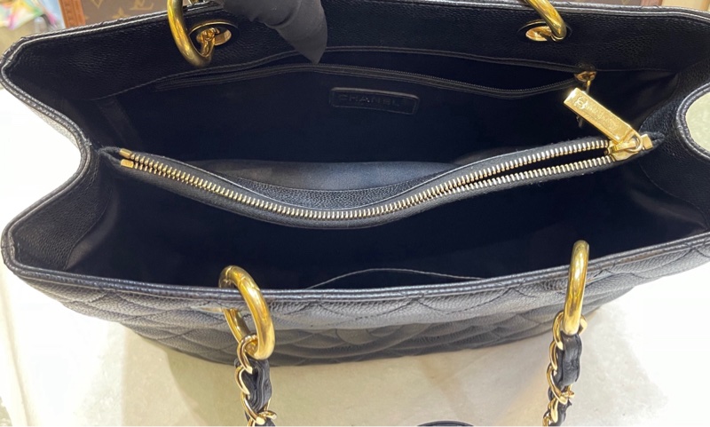 Chanel  香奈兒黑金荔枝皮GST托特包 18開 黑金配色+荔枝紋牛皮-6
