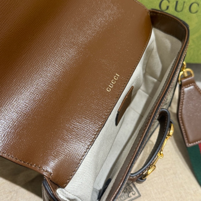 ｛包況優♥️💚}  Gucci 1955 mini 馬銜扣雙背帶斜背包-3