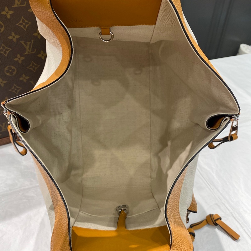 98新 LOEWE/羅意威  hammock 大號拼色牛皮吊床包  手提單肩包 尺寸:35*30*16 無附件-4