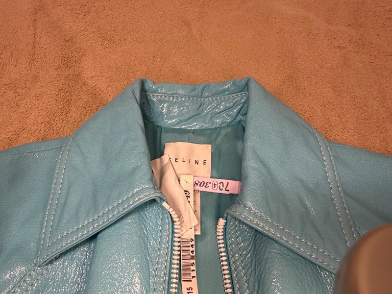 💎 【Celine】經典天空藍亮面羊皮長版大衣（Made in France） 2F260205-1-13
