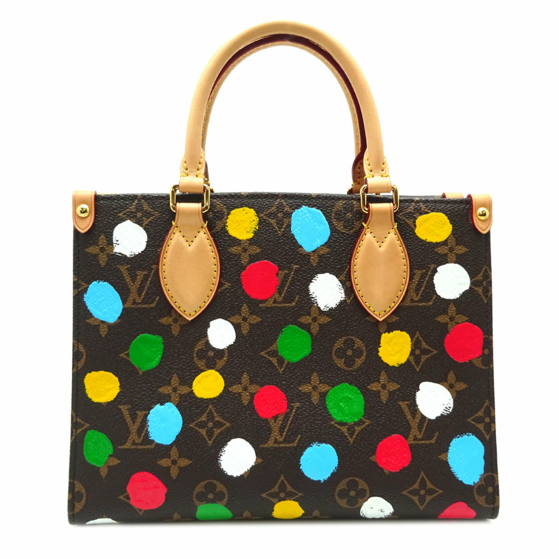 路易威登 On the Go PM 手提包，與草間彌生聯名款，M46380（已停產），Monogram 棕色-1