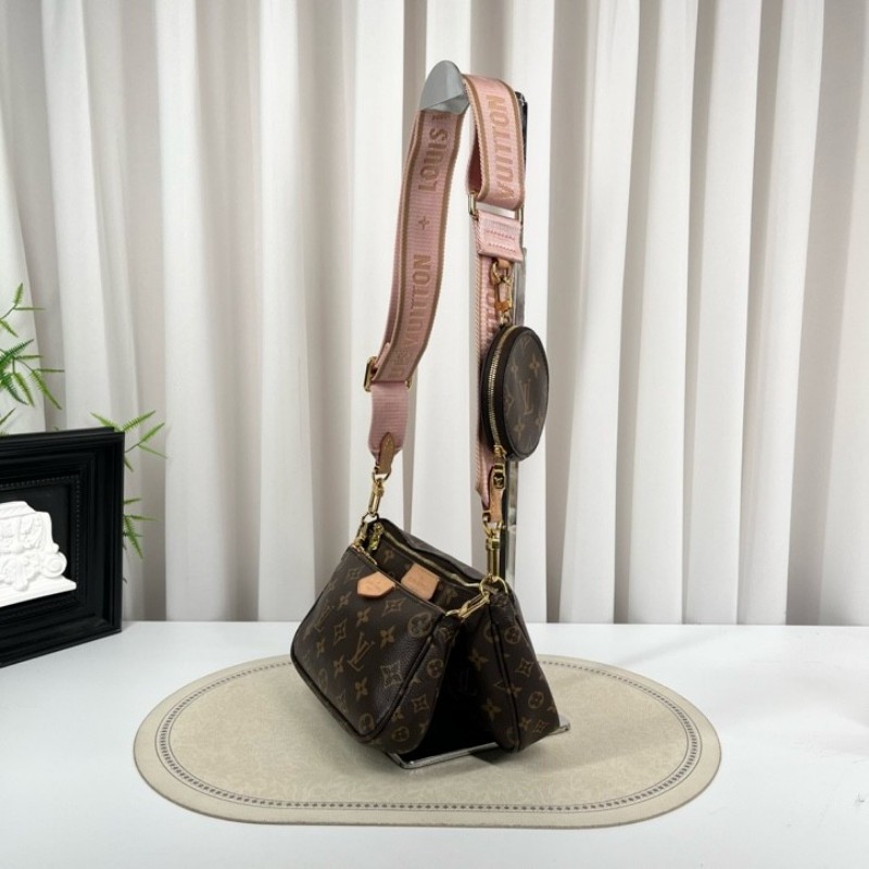 LV路易威登 Multi Pochette Accessoires 鏈條老花五合一組合包 帆布拼皮 麻將包腋下包手提單肩斜挎包 女款-2