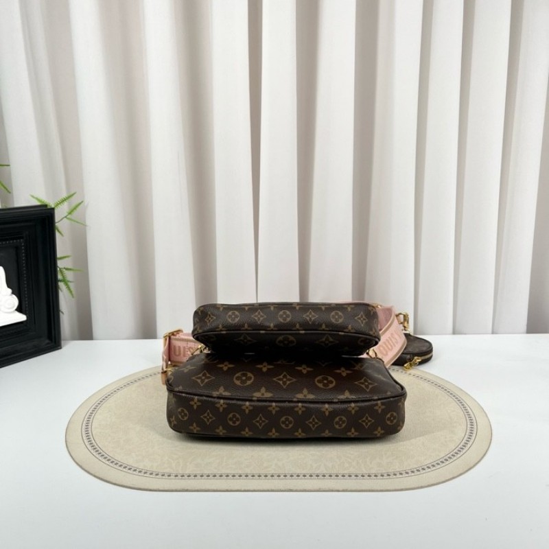 LV路易威登 Multi Pochette Accessoires 鏈條老花五合一組合包 帆布拼皮 麻將包腋下包手提單肩斜挎包 女款-7