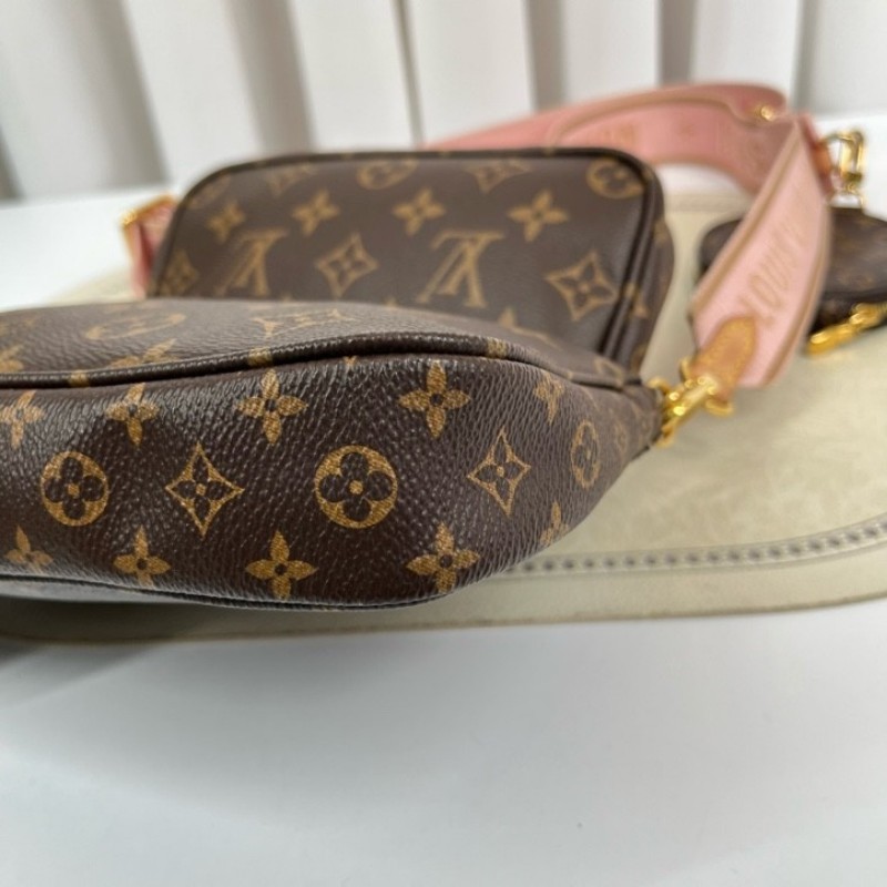 LV路易威登 Multi Pochette Accessoires 鏈條老花五合一組合包 帆布拼皮 麻將包腋下包手提單肩斜挎包 女款-8