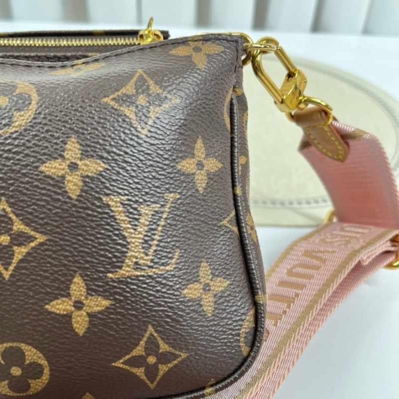 LV路易威登 Multi Pochette Accessoires 鏈條老花五合一組合包 帆布拼皮 麻將包腋下包手提單肩斜挎包 女款-19