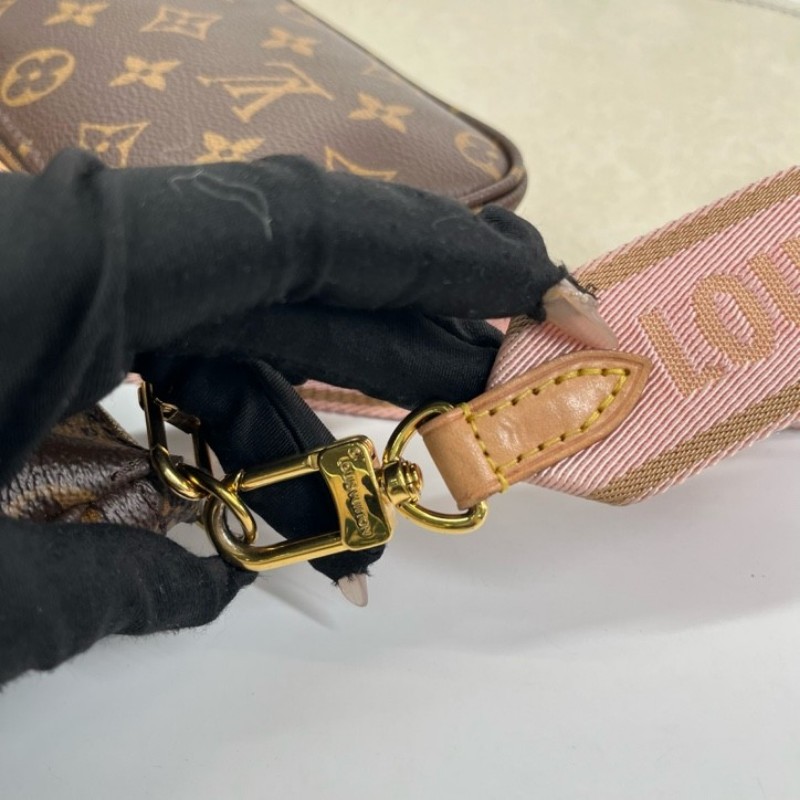 LV路易威登 Multi Pochette Accessoires 鏈條老花五合一組合包 帆布拼皮 麻將包腋下包手提單肩斜挎包 女款-20