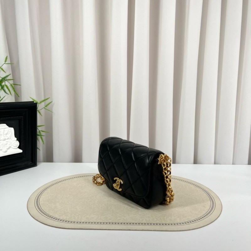 CHANEL香奈兒 20年全套 30開 黑金金幣鏤空鏈條 雕花金幣方胖子 紅色內裡 精緻高級有質感 百搭不挑人-3