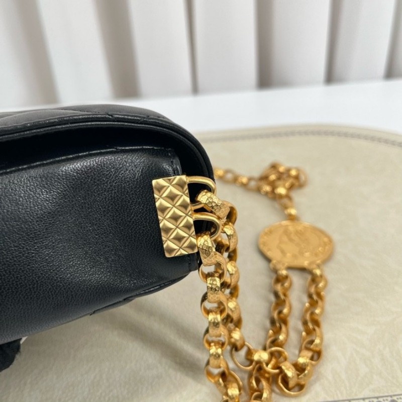 CHANEL香奈兒 20年全套 30開 黑金金幣鏤空鏈條 雕花金幣方胖子 紅色內裡 精緻高級有質感 百搭不挑人-18