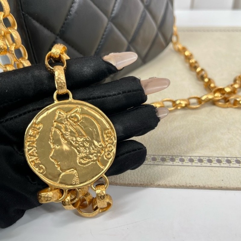 CHANEL香奈兒 20年全套 30開 黑金金幣鏤空鏈條 雕花金幣方胖子 紅色內裡 精緻高級有質感 百搭不挑人-20