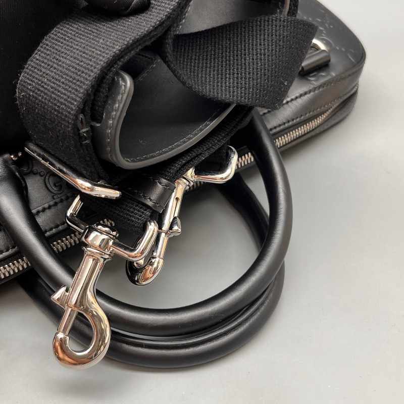 GUCCI 棕黑色壓花電腦公事包 有肩帶-3