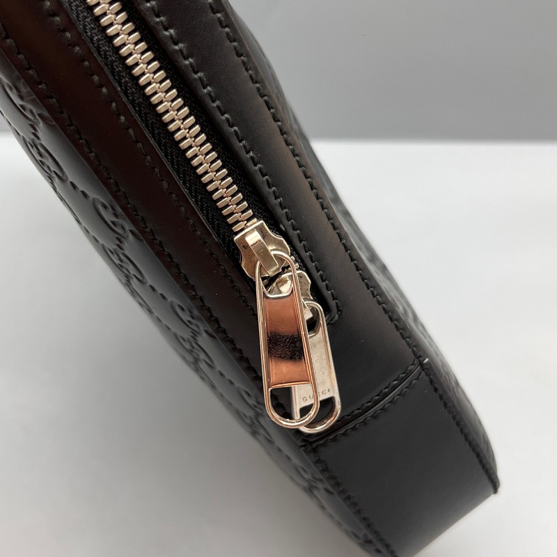 GUCCI 棕黑色壓花電腦公事包 有肩帶-5