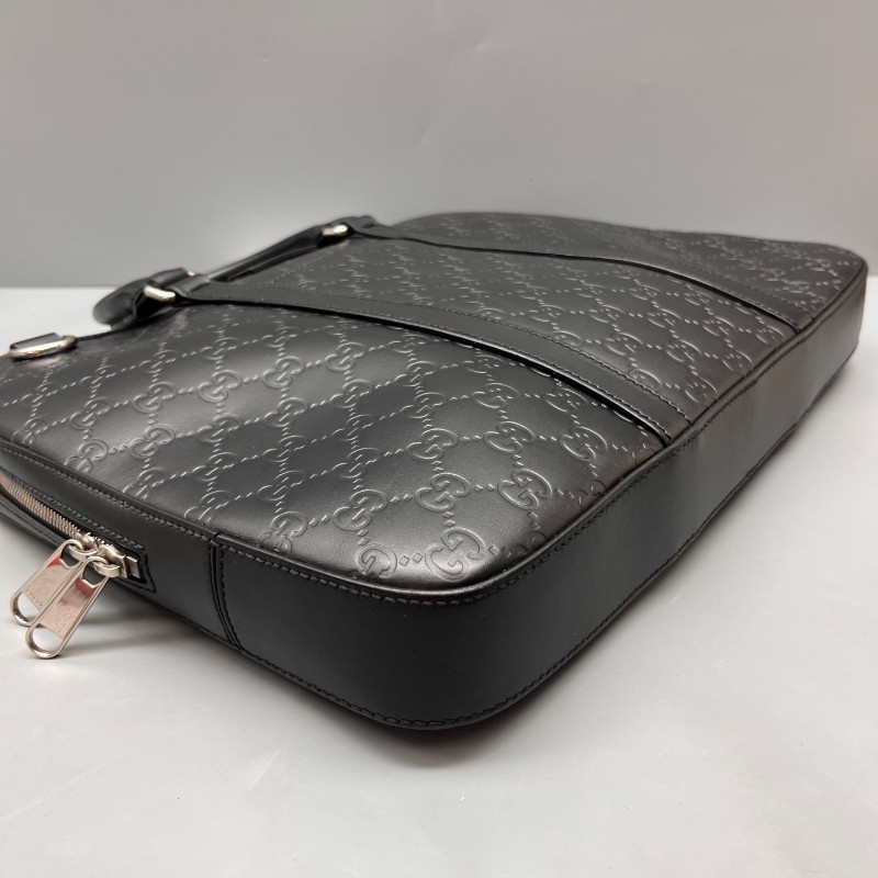 GUCCI 棕黑色壓花電腦公事包 有肩帶-6