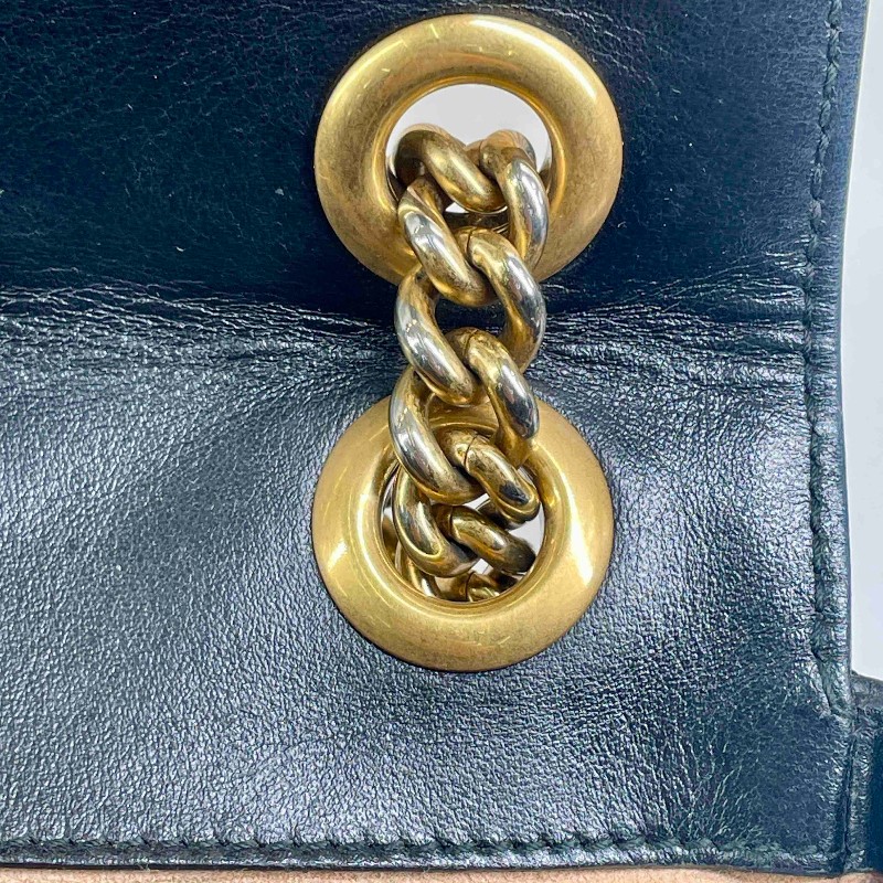 古馳Gucci GG Marmont22馬蒙22黑金鏈條包 黑色牛皮 金色雙G徽標 可單肩斜挎-17