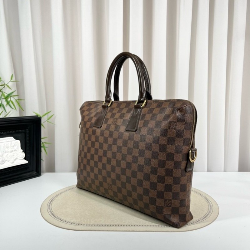 LV路易威登 少肩帶 棋盤格公文包手提斜挎 容量美麗 能放電腦 男女同款-3