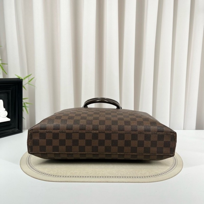 LV路易威登 少肩帶 棋盤格公文包手提斜挎 容量美麗 能放電腦 男女同款-4