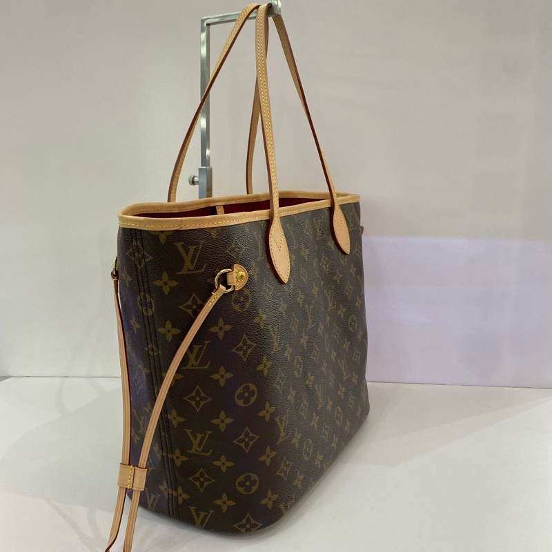 LV /路易威登neverfull中號老花紅里購物袋手提包尺寸31*28*11，-1