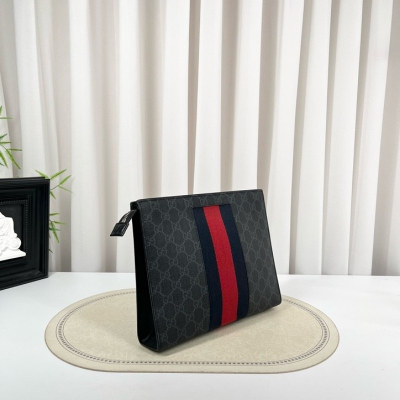 GUCCI古馳 GG老花手拿包 經典紅藍條紋設計 容量大 日常通勤、出門都很實用-2