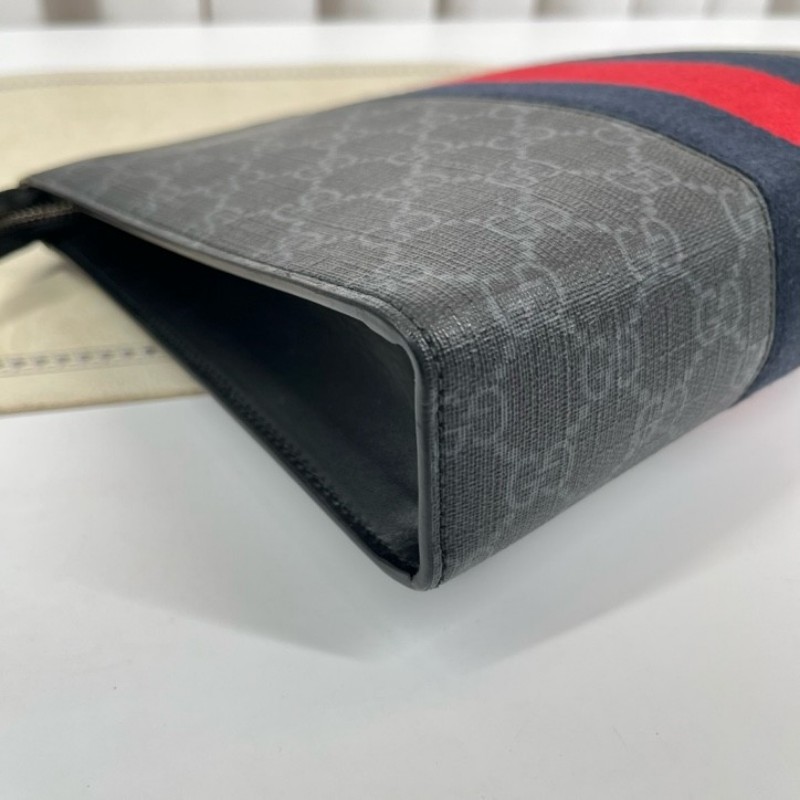 GUCCI古馳 GG老花手拿包 經典紅藍條紋設計 容量大 日常通勤、出門都很實用-7