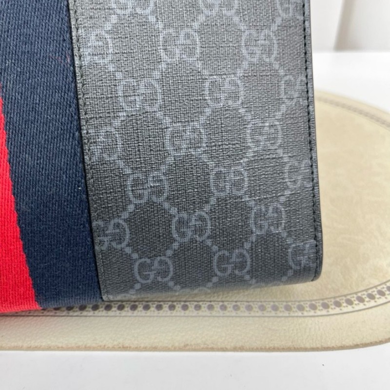 GUCCI古馳 GG老花手拿包 經典紅藍條紋設計 容量大 日常通勤、出門都很實用-12