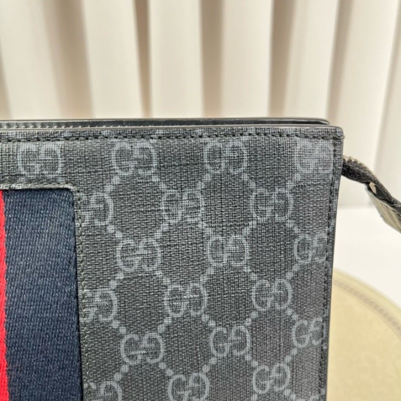 GUCCI古馳 GG老花手拿包 經典紅藍條紋設計 容量大 日常通勤、出門都很實用-13