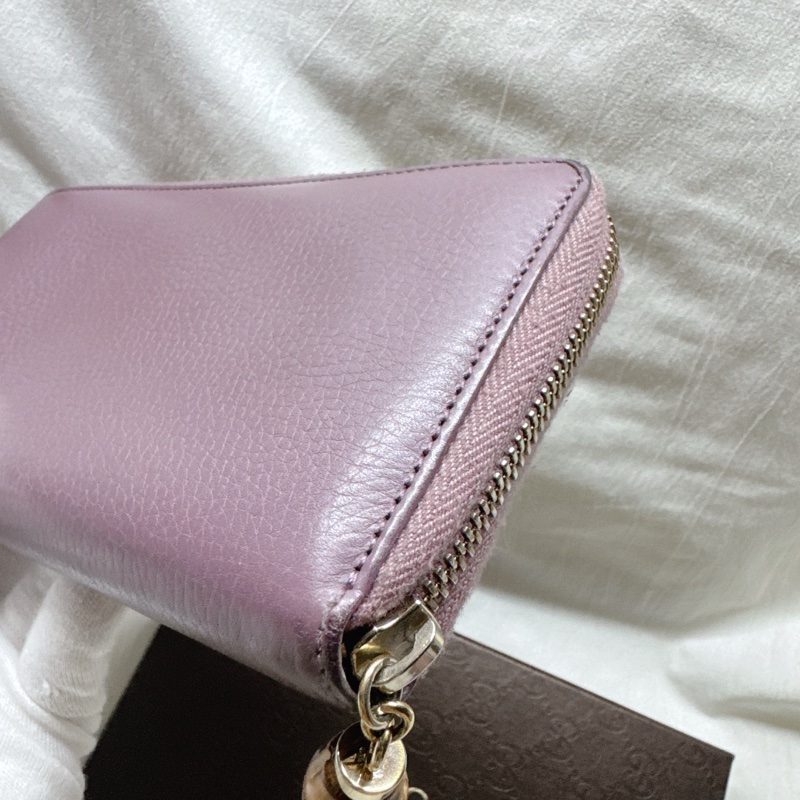 二手正品Gucci紫芋竹節牛皮流蘇拉鍊長夾 Gucci皮夾 Gucci長夾 Gucci包-8