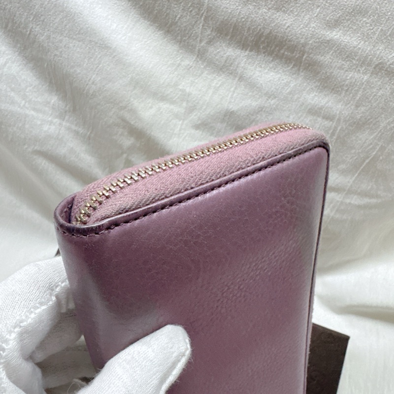 二手正品Gucci紫芋竹節牛皮流蘇拉鍊長夾 Gucci皮夾 Gucci長夾 Gucci包-15