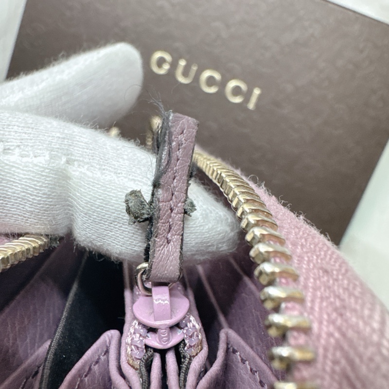 二手正品Gucci紫芋竹節牛皮流蘇拉鍊長夾 Gucci皮夾 Gucci長夾 Gucci包-18