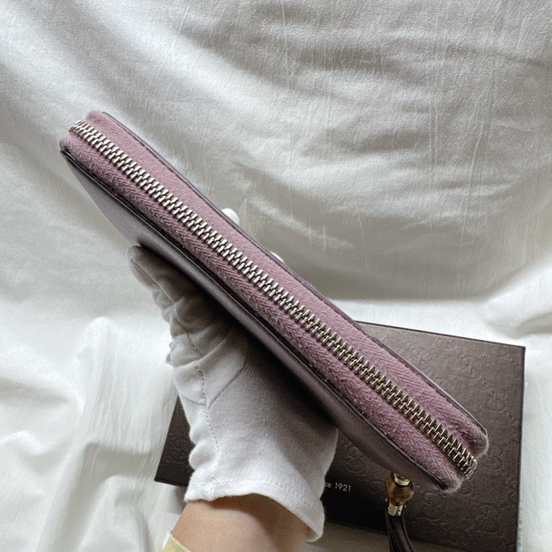 二手正品Gucci紫芋竹節牛皮流蘇拉鍊長夾 Gucci皮夾 Gucci長夾 Gucci包-19