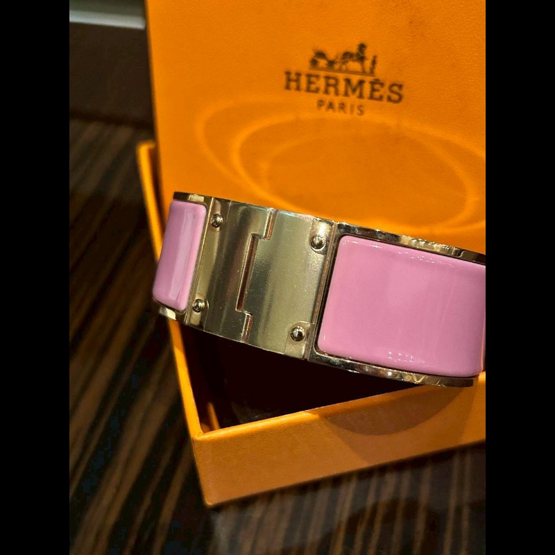 Hermes 粉色法藍瓷手環-4