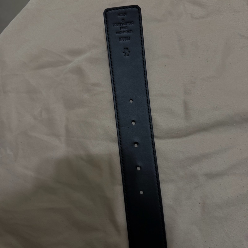 LV 路易威登 雙面皮帶 Monogram 老花×黑色皮革 金色LV扣（中性款）-1