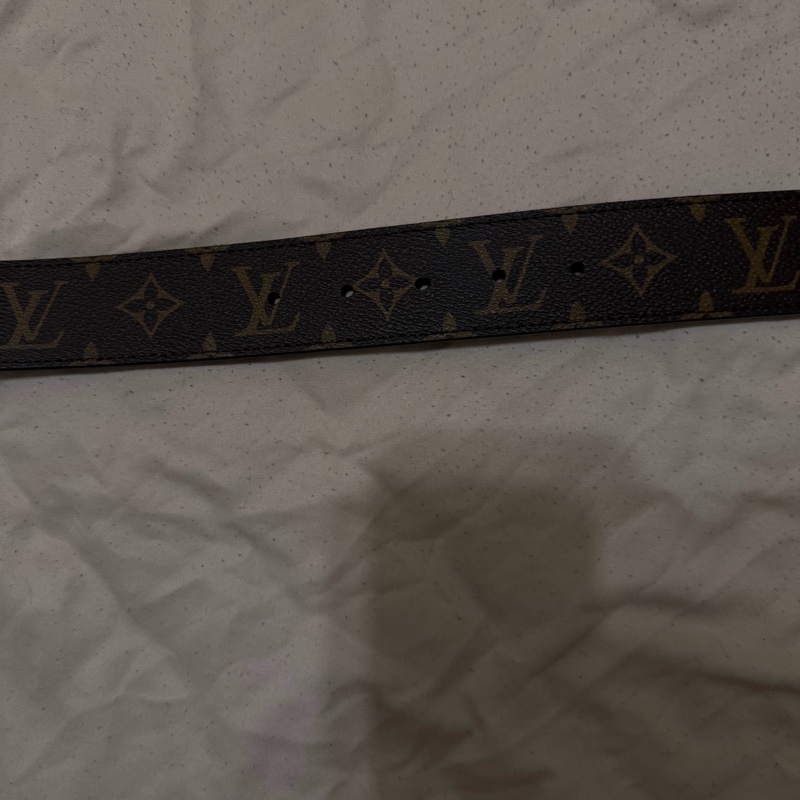 LV 路易威登 雙面皮帶 Monogram 老花×黑色皮革 金色LV扣（中性款）-3